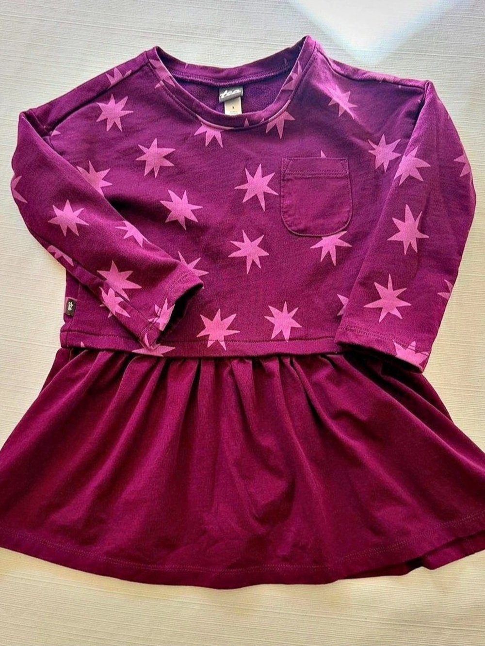 Tea Collection Purple Star Print Cotton Kids Dress Size 3 EUC